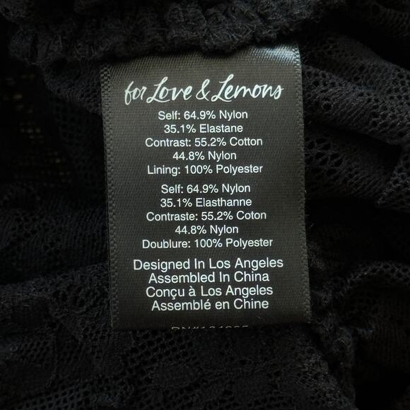 For Love & Lemons Harlow Lace Slip Mini Dress Black Size XS - Picture 11 of 12